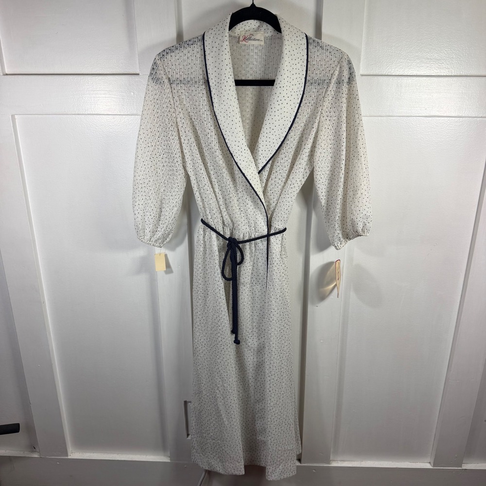 Vintage 70s The Kollection Polka Dot Wrap Housecoat/MaxiDress NWT L.S. Ayres Co.